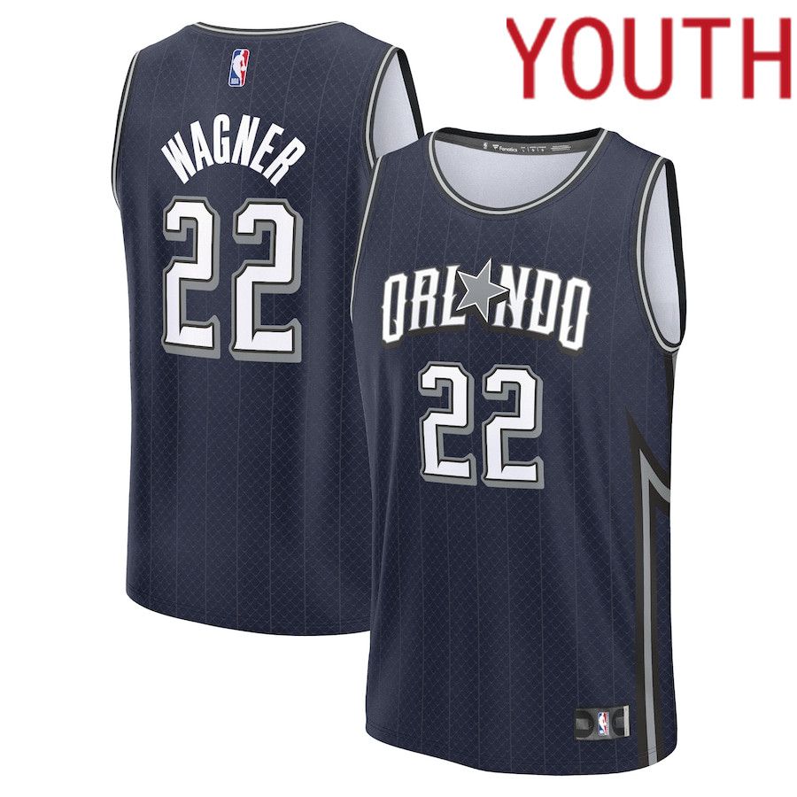 Youth Orlando Magic #22 Franz Wagner Fanatics Branded Navy City Edition 2023-24 Fast Break NBA Jersey->youth nba jersey->Youth Jersey